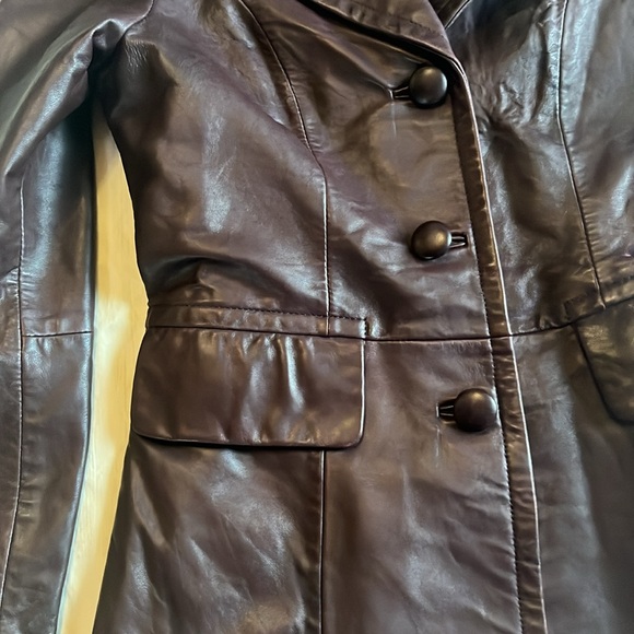 Vintage Bebe leather jacket leather buttons Brown Medium - Picture 2 of 16